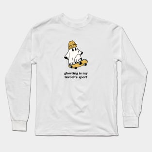 Ghosting is my Favorite Sport Halloween Ghost Skater Long Sleeve T-Shirt